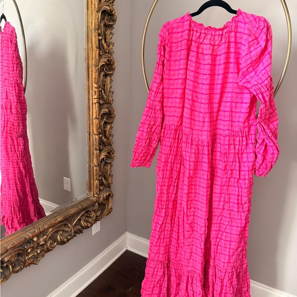 Free People Hot Pink Crinkled Maxi Dress - Picture 3 of 4